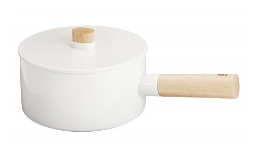 Nordic Serving Bowl With Wooden Handle & Lid Highlights Aava's Cookware Line