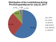 Distribution of the contritutions during Pre-ICO as for July 22, 2017