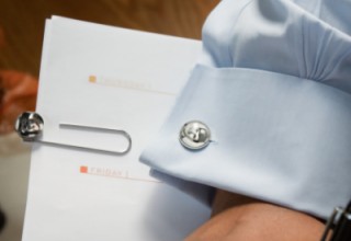Cufflinks and jumbo picture paper clip for him