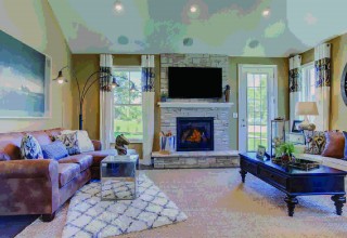 Cozy great room in the Allen model at Trafford Place in Naperville 