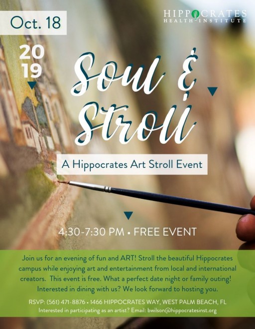 Hippocrates Health Institute Invites Artists and Musicians to Join in the First Art & Soul Stroll on Friday, October 18th, 2019