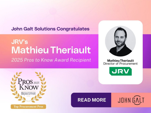 John Galt Solutions Congratulates JRV's Mathieu Theriault, a 2025 Pros to Know Award Recipient