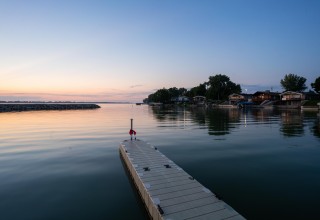 Johnson Lake as seen from the dock at the LakeShore Marina Bar & Grille