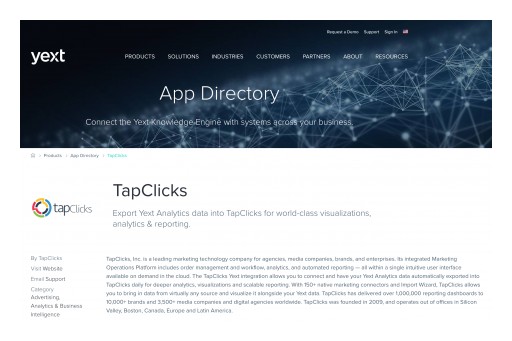 TapClicks Partners With Yext App Directory for Powerful Integrations