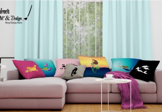 A variety of mermaid throw pillows