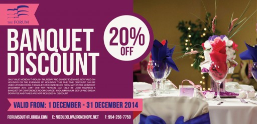 The Forum Offers Banquet Discount for Holiday Season