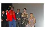 Actress Vida Ghaffari on stage with Director Romaine Simon and castmates