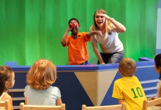 Students using Green Screen Technology in the Picture Paradise TV Studio at Children's Learning Adventure