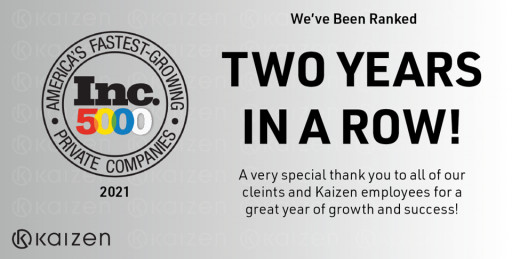 Kaizen Ranked on the 40th Annual List of America's Fastest Growing Private Companies - the Inc. 5000