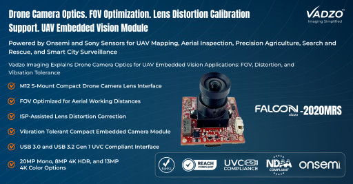 Vadzo Imaging Explains Drone Camera Optics for UAV Embedded Vision Applications: FOV, Distortion, and Vibration Tolerance