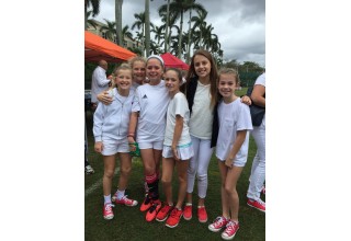 Olivia and her friends at last year's memorial soccer tournament