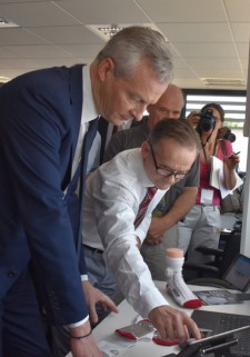 Bruno Le Maire, France's Minister of the Economy, Views the PUP Sock In Action