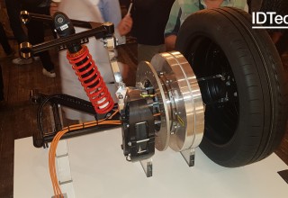 One of the four axial flux in-wheel motors of the Lightyear One, part of a system giving exceptional powertrain efficiency and, therefore, range.