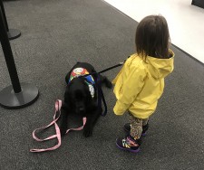 Lisa, an Autism Service Dog, assists Kelani in a department store