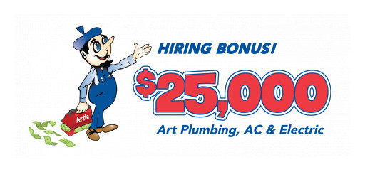 Art Plumbing, AC & Electric Offers $25,000 Hiring Bonus for ALL Technician Positions