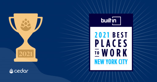 Cedar Honored by Built In in Its Esteemed 2021 Best Places to Work Awards