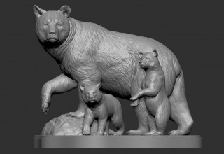 Rendering of Mother Bear with Cubs Monument Concept