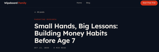 Money Habits Form by Age 7: Family Wipeboard Shares Research-Backed Guide for Parents
