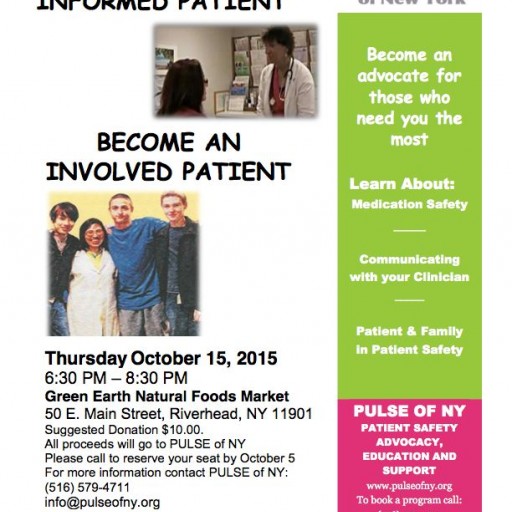 PULSE of NY Will Introduce Patient Safety Education in Riverhead October 15