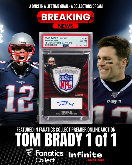 Tom Brady 1/1 NFL Shield Autograph Card Hits Fanatics Collect Premier Auction Through Medical Care Technologies Inc. (OTC PINK:MDCE) Subsidiary Infinite Auctions