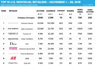 Shareablee's Cyber Shopping Weekend Individual Retailer Rankings 