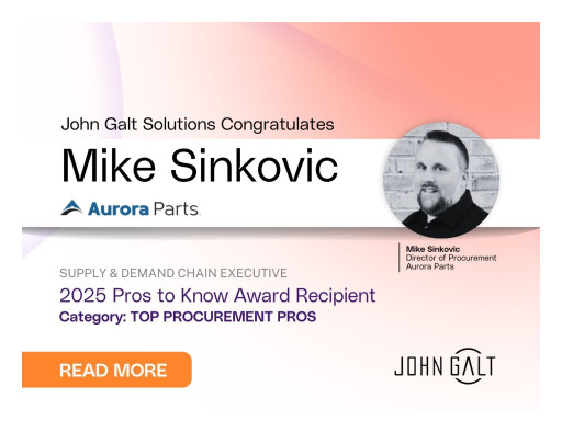 John Galt Solutions Congratulates Aurora Parts’ Mike Sinkovic, a 2025 Pros to Know Award Recipient