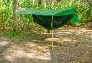 Go Outfitters brand Apex Camping Shelter in Hammock Camping Porch Mode