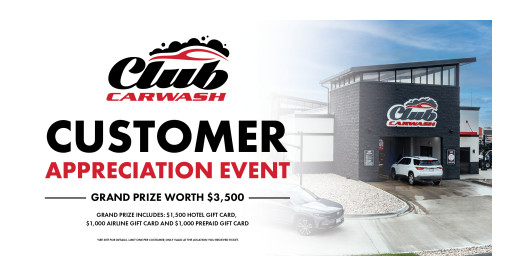 Club Car Wash to Host Customer Appreciation Events in Four Markets on September 6 With $3,500 Vacation Giveaways