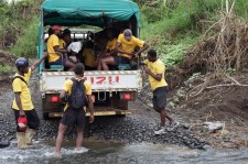 Pastor Alfy and his Scientology Volunteer Ministers travel by truck to nearby villages to help them recover from Cyclone Winston