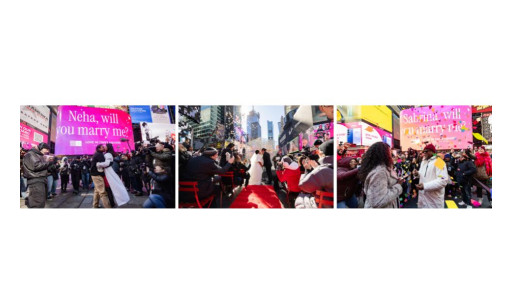David's Bridal Turns Times Square Into the Ultimate Love Fest This V-Day: Live Weddings, Free Engagement Photos & Your 'One Way Ticket to Love' (Seatbelts Optional)