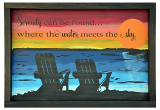 "Serenity Can Be Found" - Lake Sunset Wood Sign