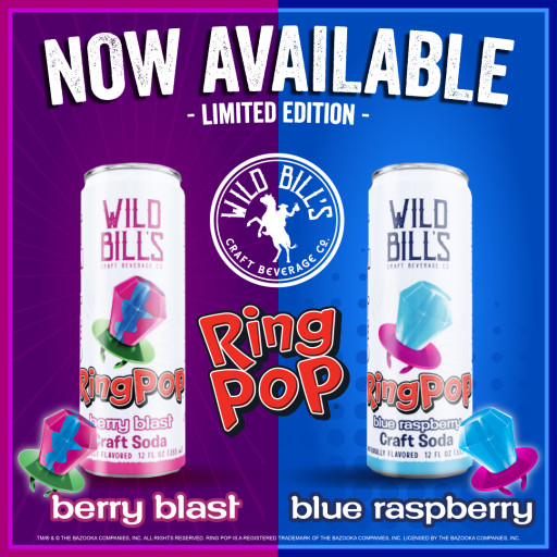Wild Bill's Olde Fashioned Soda Co. Partners With Bazooka Candy Brands to Unveil Nostalgic Limited Edition Ring Pop Flavors