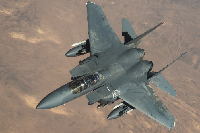 U.S. Air Force F-15E Strike Eagle assigned to the 389th Expeditionary Fighter Squadron