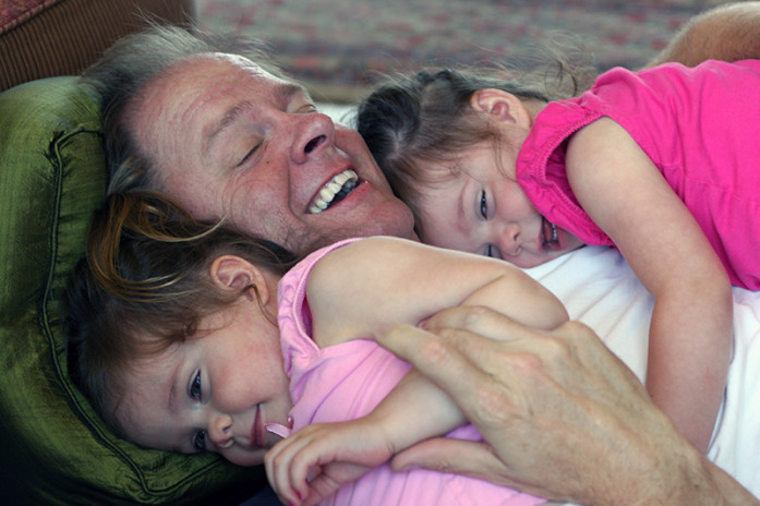 Hugh Hempel with Twin Daughters 