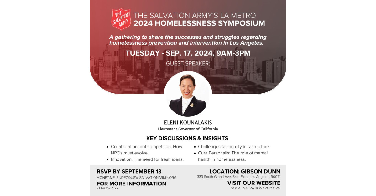 2024 Homelessness Symposium With Lt. Governor Eleni Kounalakis: Tuesday, September 17, L.A.