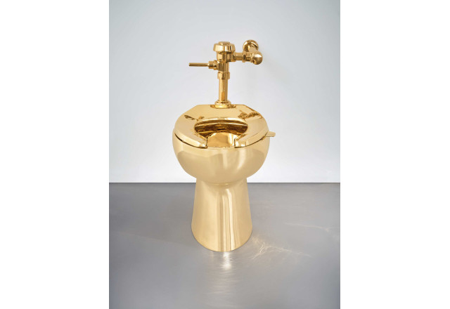 Solid Gold Toilet by Maurizio Cattelan