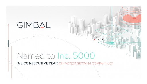 Gimbal Recognized by Inc. Magazine as One of America's Fastest-Growing Private Companies for the 3rd Year in a Row