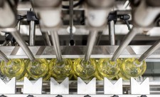Bottles of Liquid Hand Wash on filling line at Royal Labs