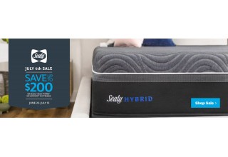 Save up to $200 on Sealy Hybrid with Mattress Kings this July 4th.