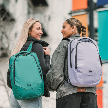 Knack Teal Green and Lilac Haze Expandable Laptop Backpacks for Women