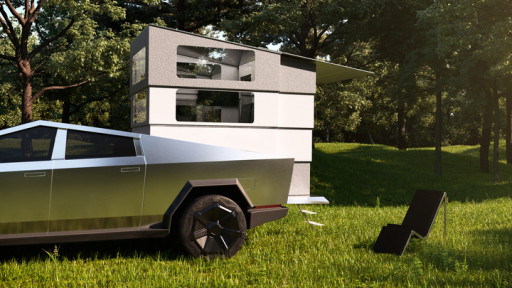 CyberLandr, the Disappearing Camper for Tesla Cybertruck