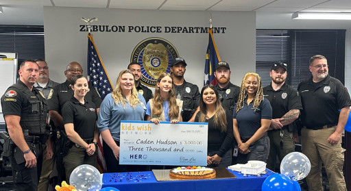 Teen Hooked on Crocheting Kindness is Awarded Kids Wish Network's Hero of the Year at Zebulon Police Department!