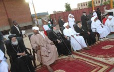 President Omar Bashir seated with Christian leaders in Sudan
