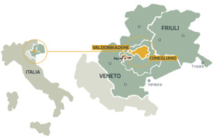 Map showing Conegliano Valdobbiadene within Italy